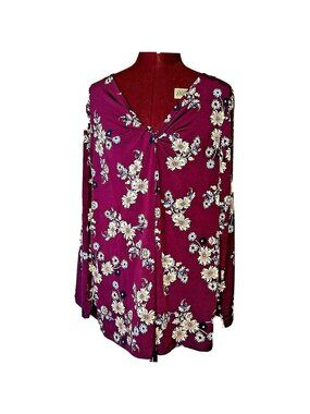 Style & Co Women’s Top Size L Multicolor V-Neck Twist Front Long Sleeve Blouse